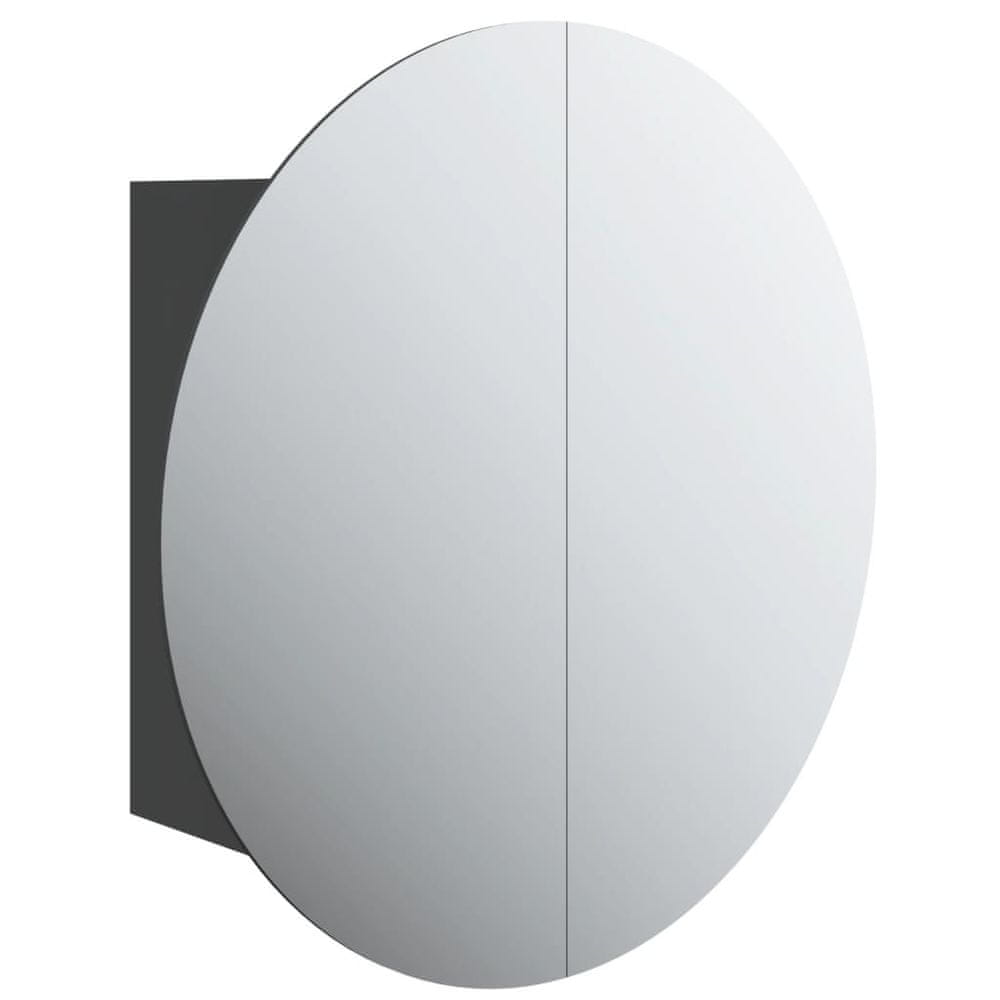 Vidaxl Kúpeľňová skrinka s okrúhlym zrkadlom a LED čierna 47x47x17,5cm